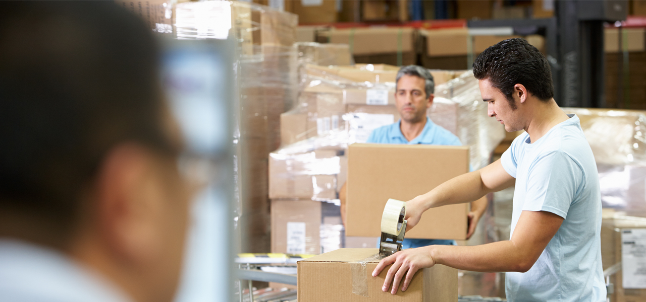 warehouse workers repacking