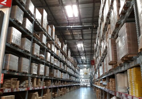 warehouse aisle 2 view with palletized racking system