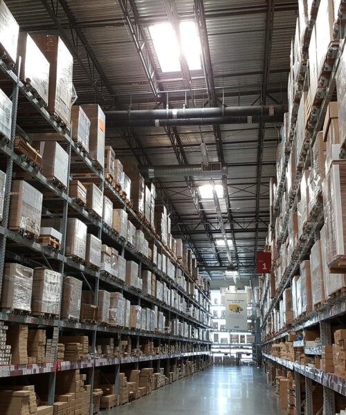 warehouse aisle 2 view with palletized racking system