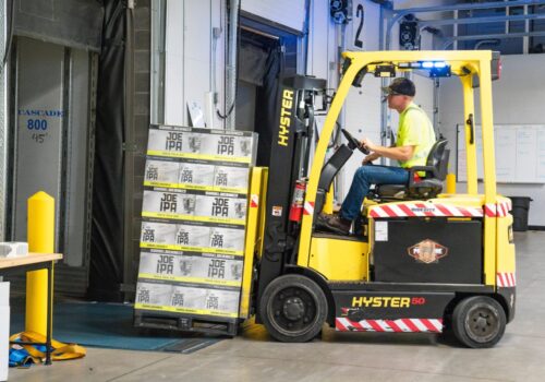 forklift driver loading trailer