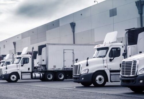 trucks on the cargo dock