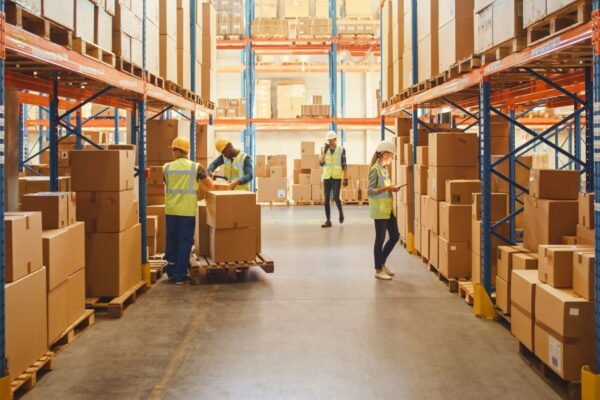 warehouse workers preparing a cross dock shipment